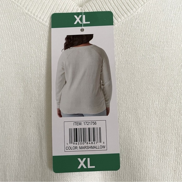 NWT Lucky Brand Soft White V-Neck Raglan Sleeve Split Hem Cotton Sweater… - Picture 8 of 13